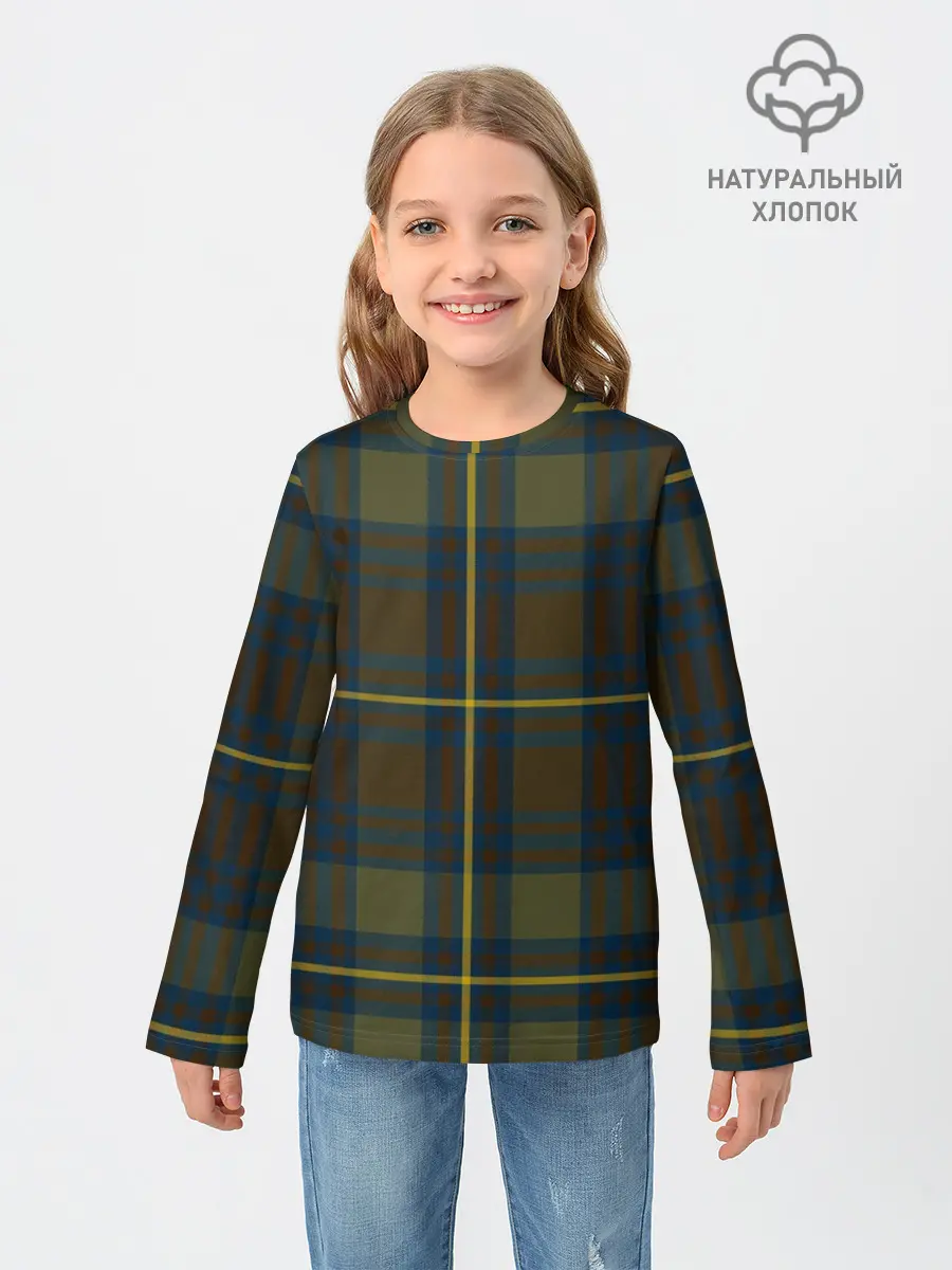 Детский лонгслив / Шотландская клетка, тартан