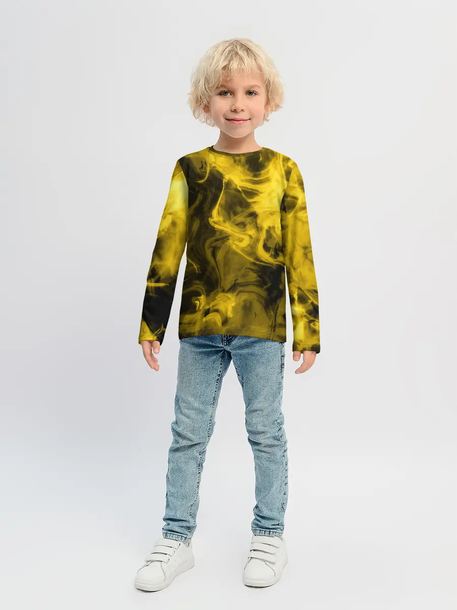 Детский лонгслив / Желтый Неоновый Дым