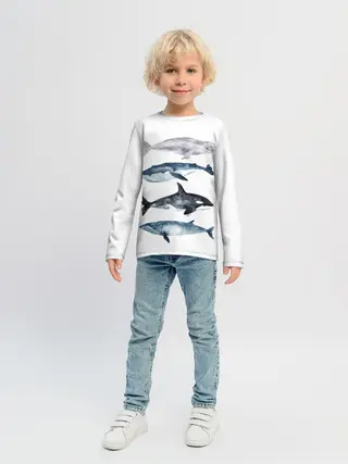 Детский лонгслив / киты
