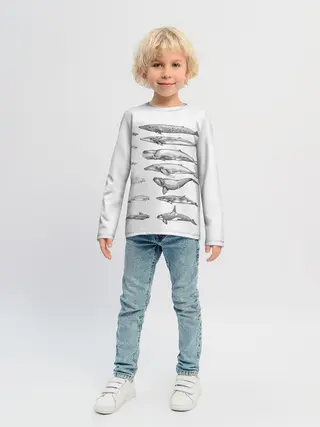 Детский лонгслив / киты графика