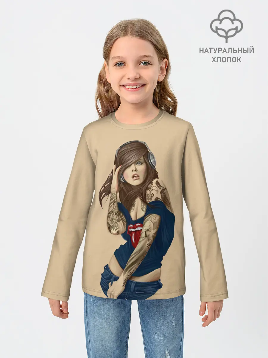 Детский лонгслив / ДевушКа слушает Музыку