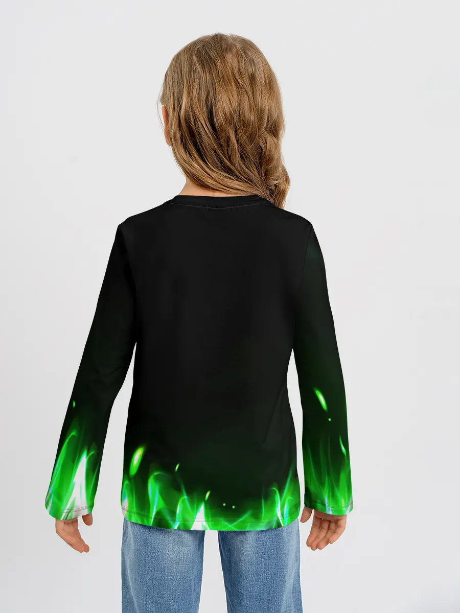 Детский лонгслив / Зеленый огонь
