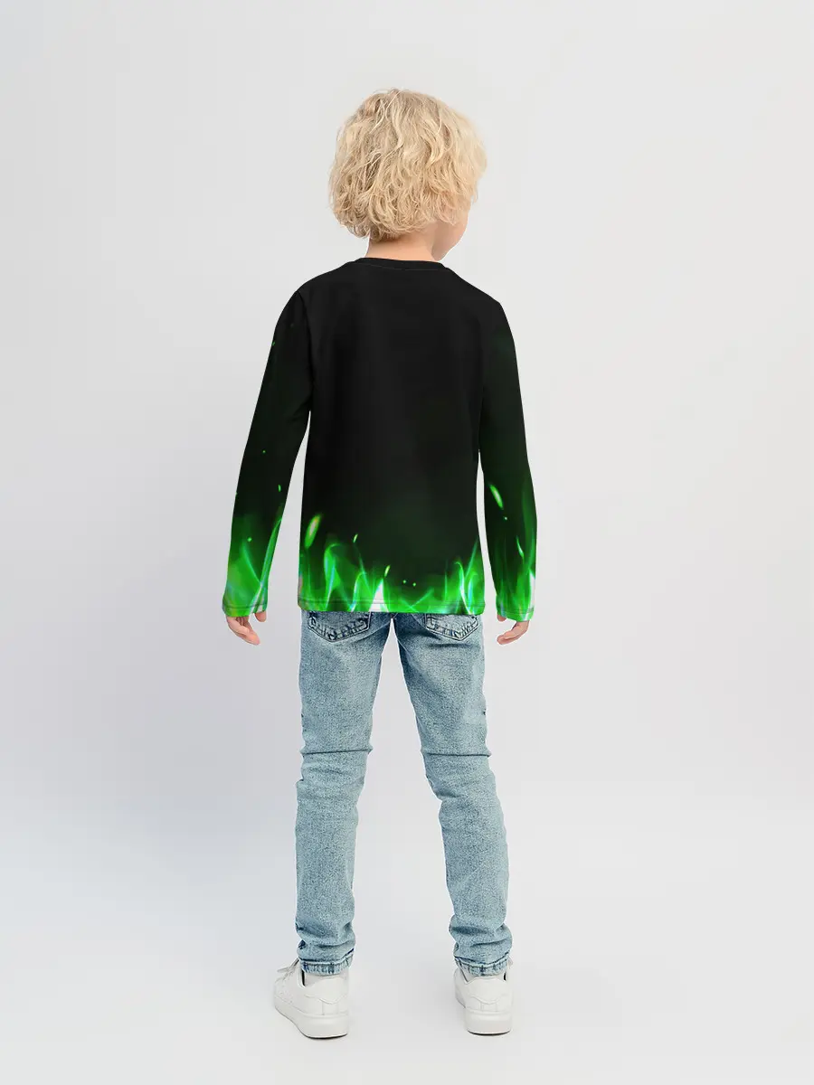 Детский лонгслив / Зеленый огонь