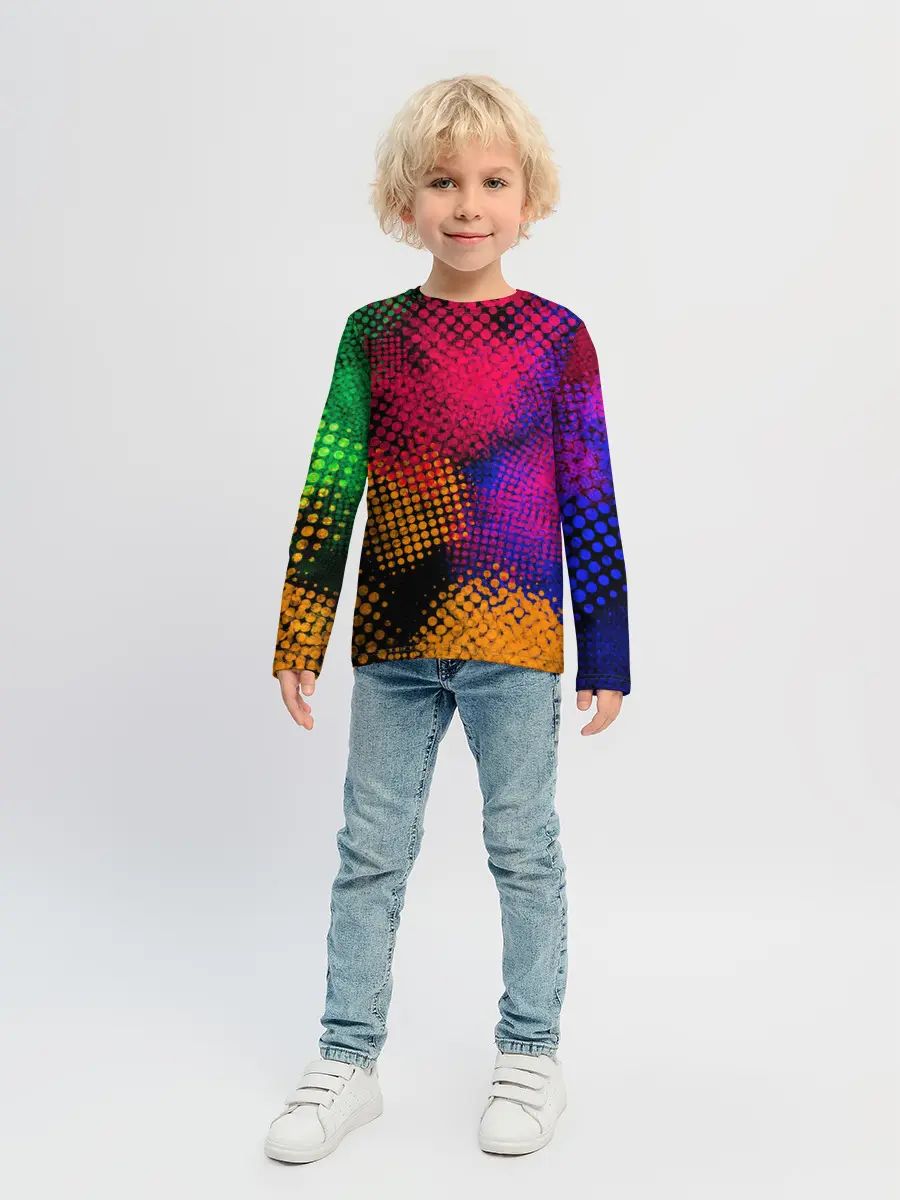 Детский лонгслив / Цветные Разводы