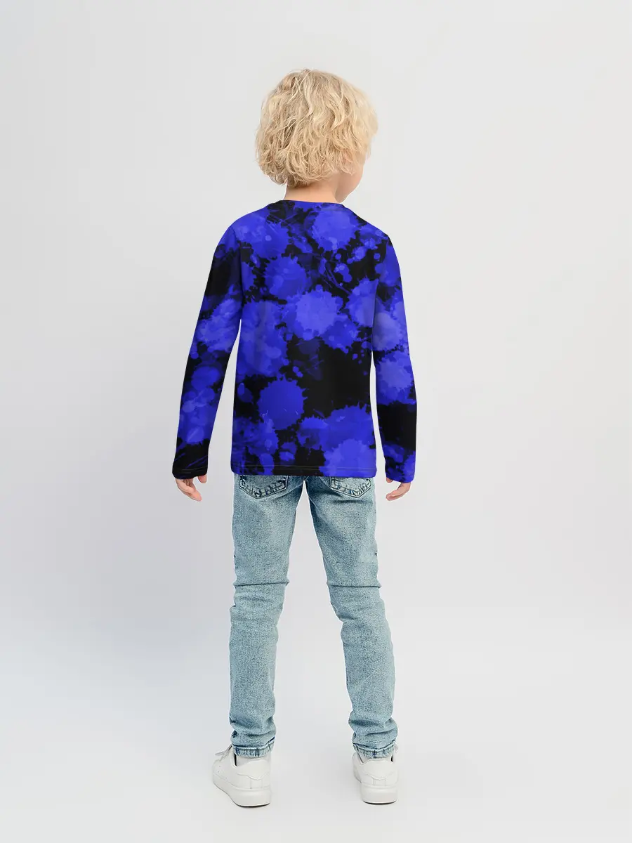 Детский лонгслив / Синие Кляксы