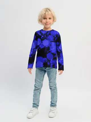 Детский лонгслив / Синие Кляксы