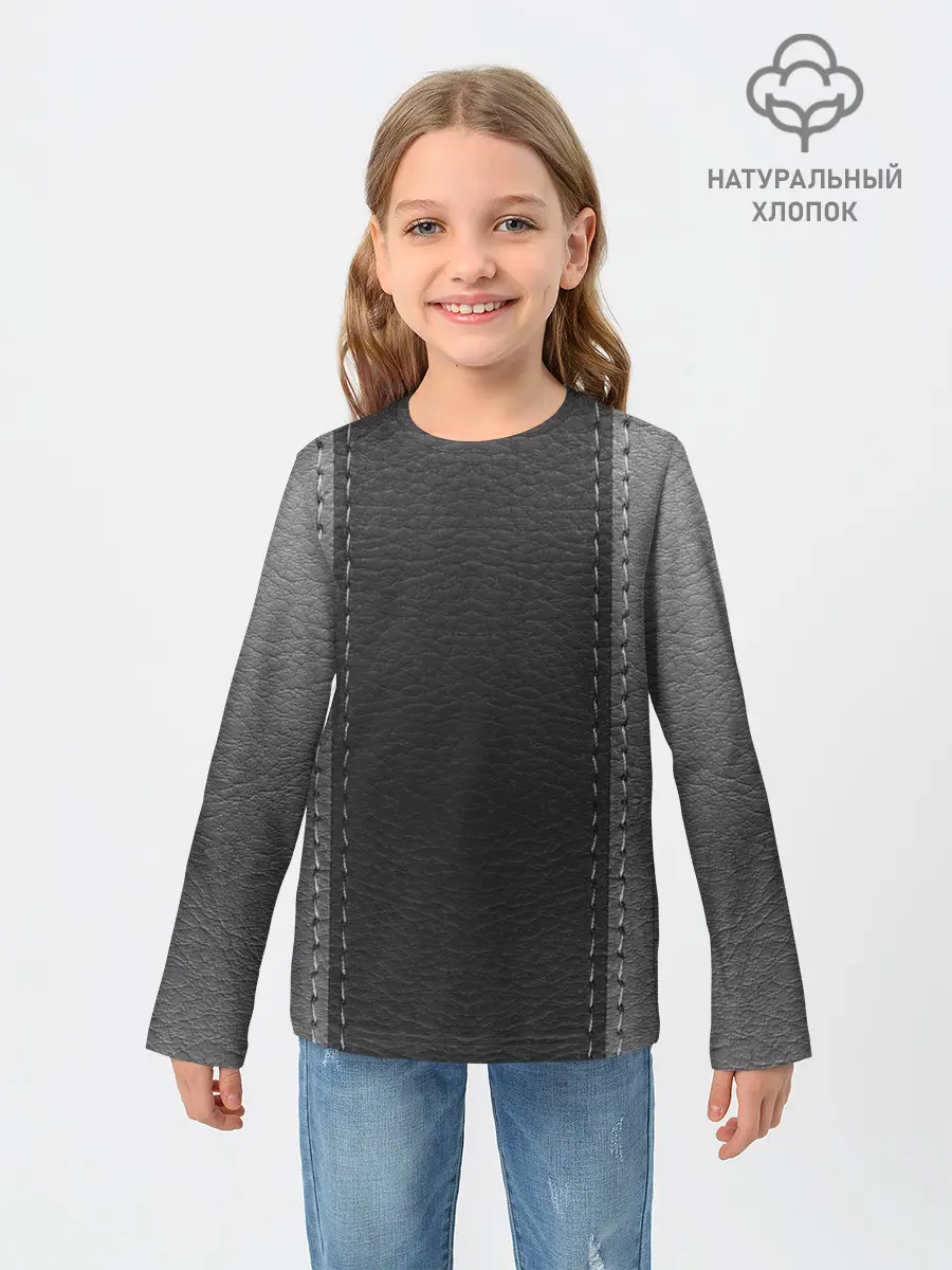 Детский лонгслив / Черно-Серая Кожа