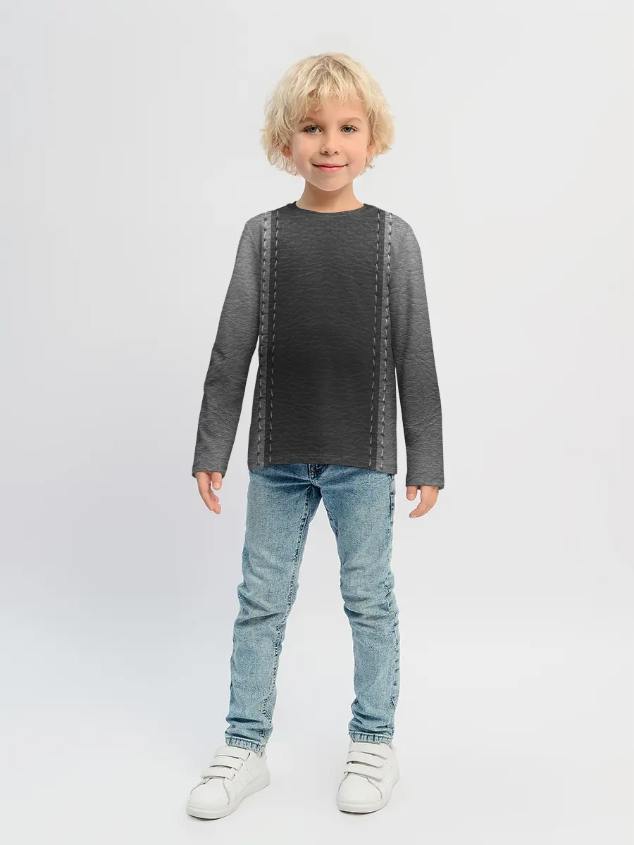 Детский лонгслив / Черно-Серая Кожа