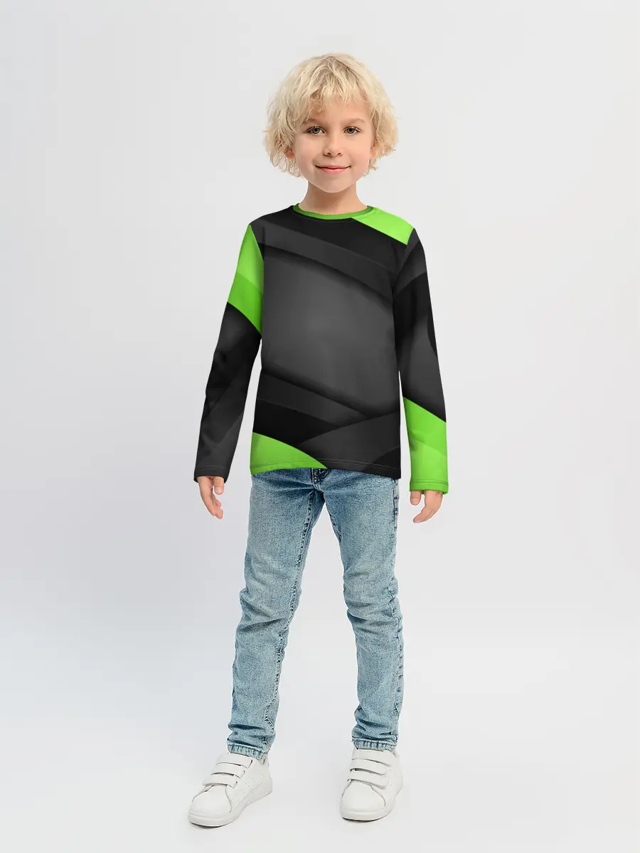 Детский лонгслив / Green / Black