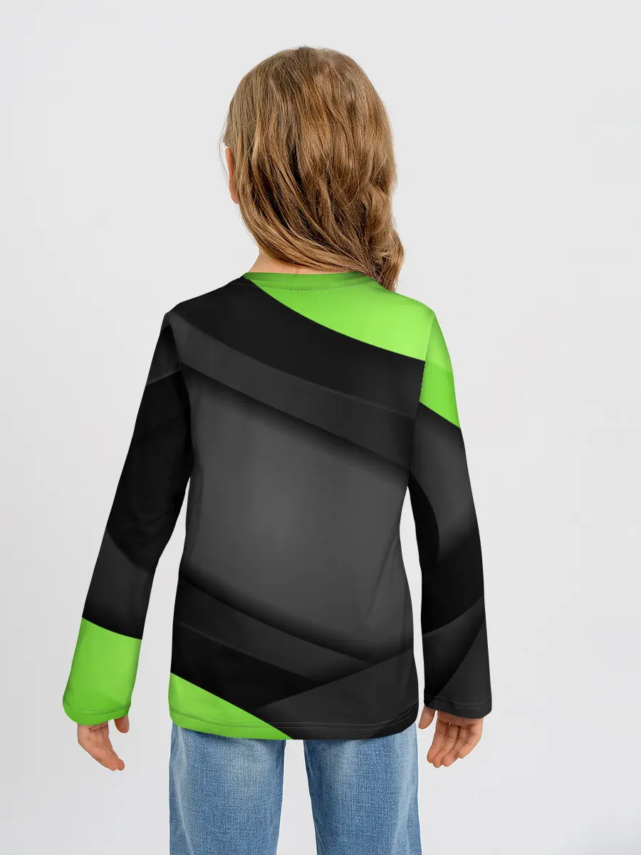 Детский лонгслив / Green / Black