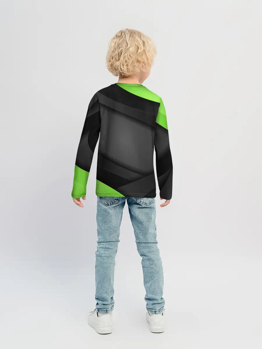 Детский лонгслив / Green / Black