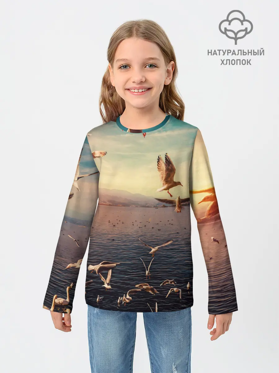 Детский лонгслив / Чайки на воде