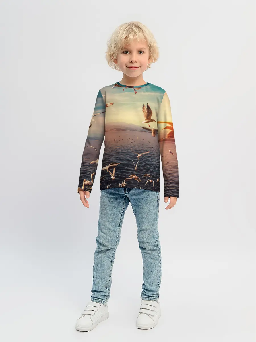 Детский лонгслив / Чайки на воде