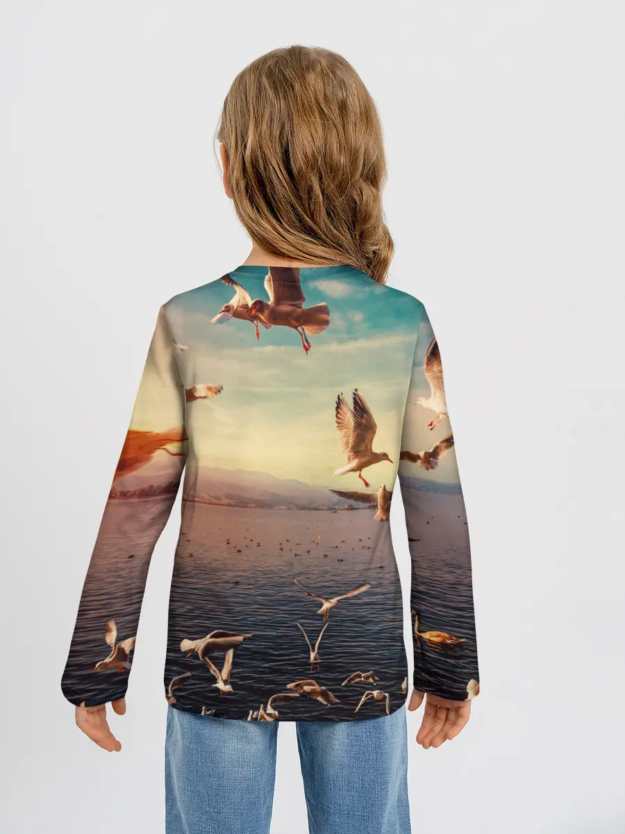 Детский лонгслив / Чайки на воде