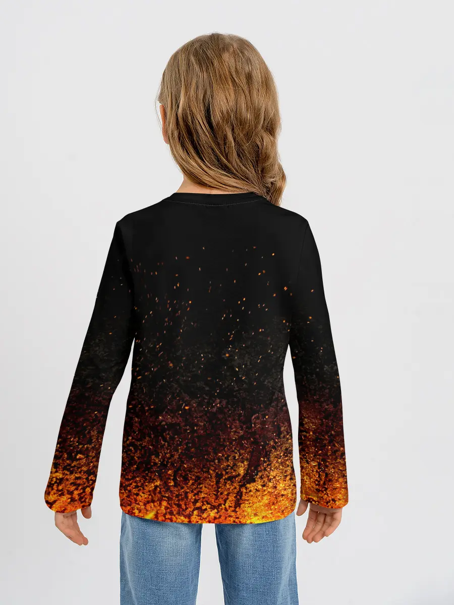 Детский лонгслив / Чёрный клевер Аста в огне