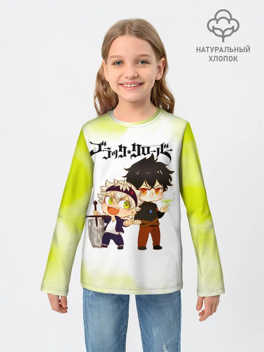 Детский лонгслив / Аста и Юно Чёрный клевер