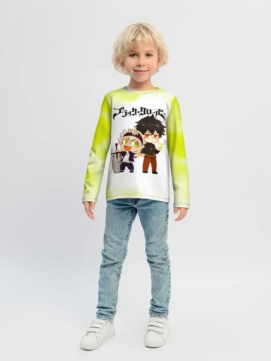 Детский лонгслив / Аста и Юно Чёрный клевер