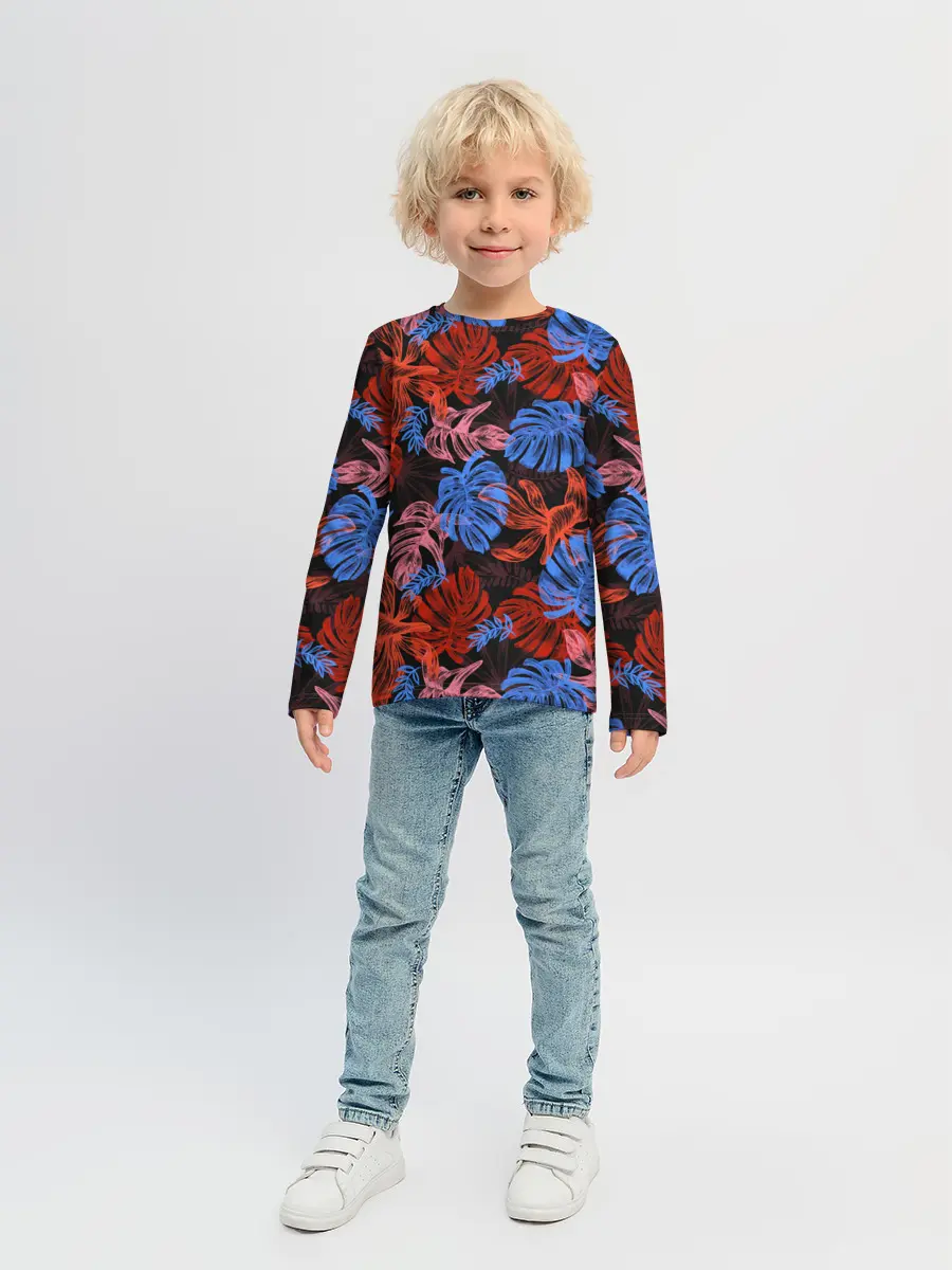 Детский лонгслив / Неоновые Тропики