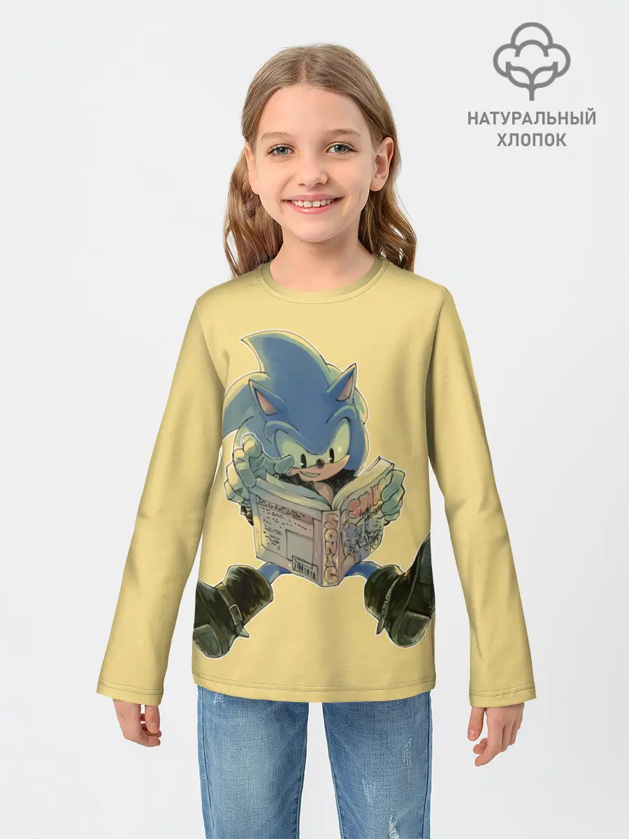Детский лонгслив / Соник с книжкой