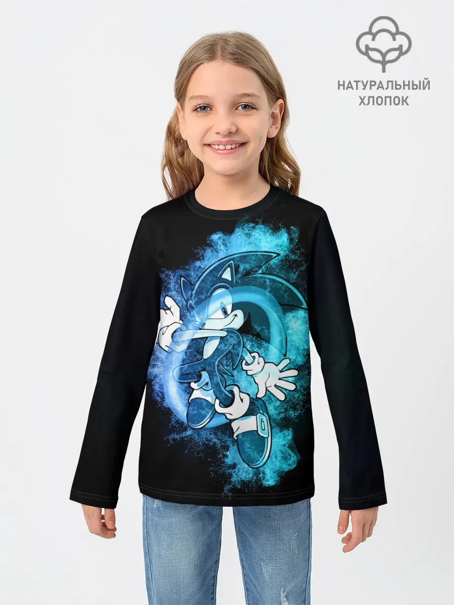 Детский лонгслив / Соник сквозь кольцо