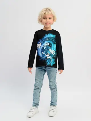 Детский лонгслив / Соник сквозь кольцо