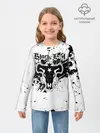 Детский лонгслив / Черные быки брызги Чёрный клевер