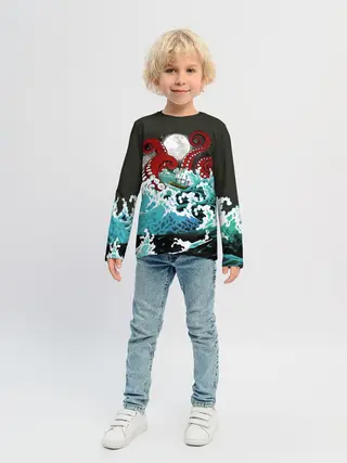 Детский лонгслив / Корабль на Волнах | Кракен