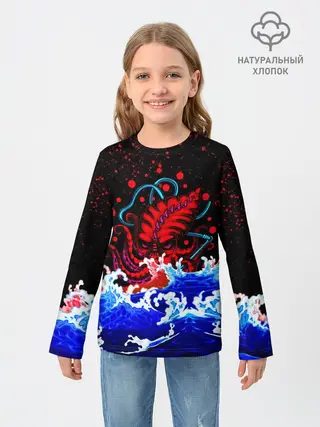 Детский лонгслив / Кровавый Кракен Монстр