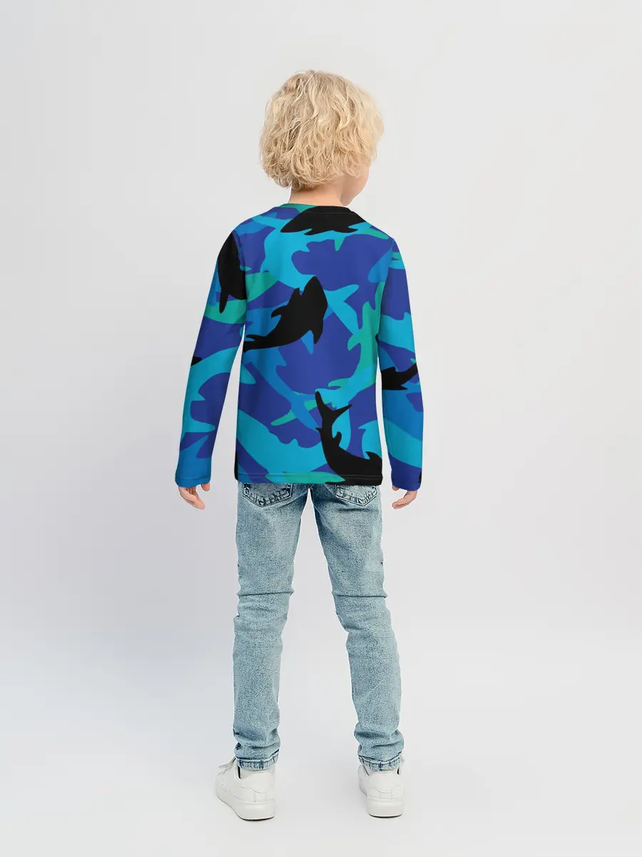 Детский лонгслив / Акулы паттерн