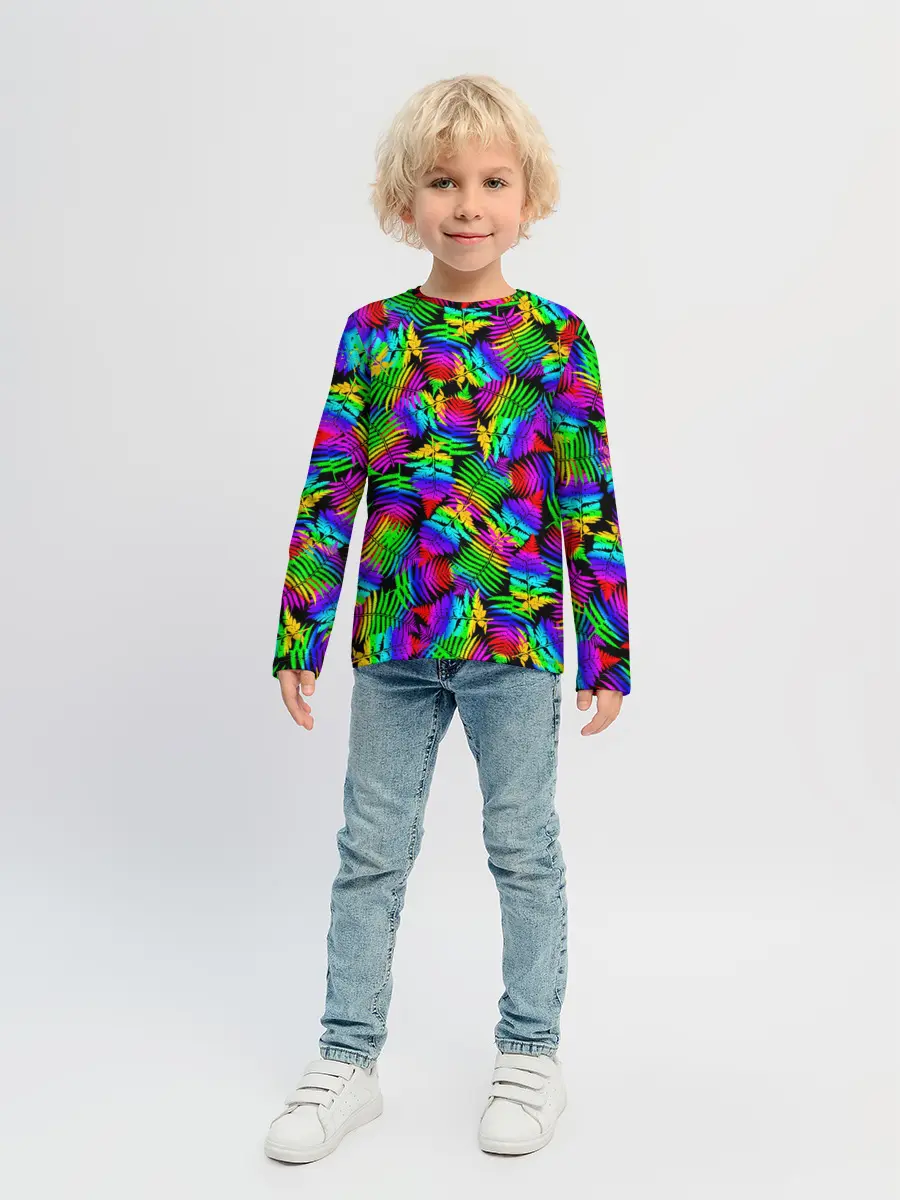 Детский лонгслив / Неоновый папоротник