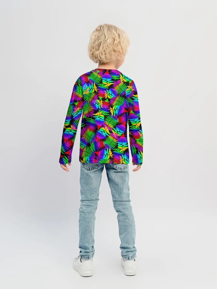 Детский лонгслив / Неоновый папоротник