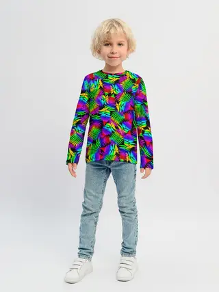 Детский лонгслив / Неоновый папоротник