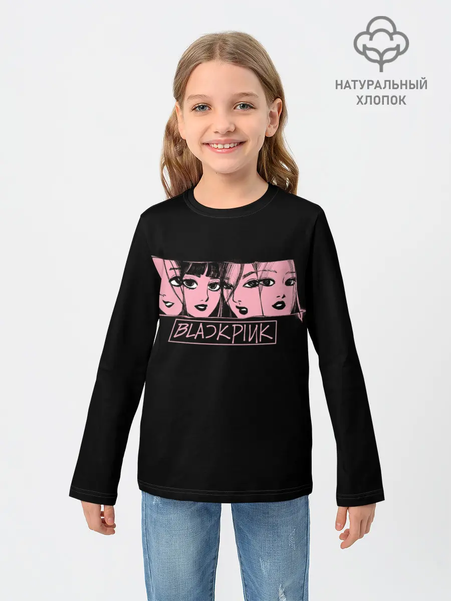 Детский лонгслив / Black Pink Art