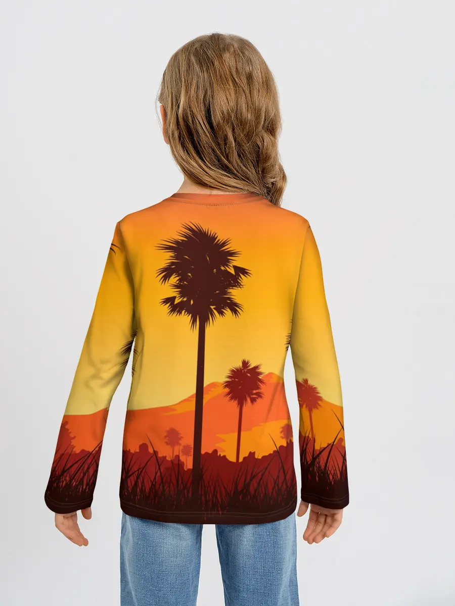 Детский лонгслив / Лето, Пальмы, вечер