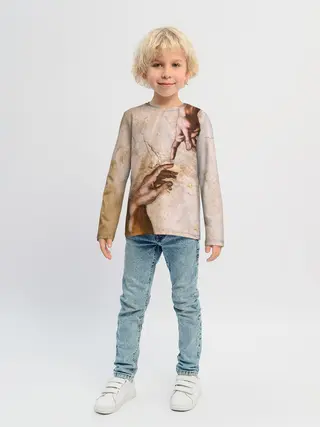 Детский лонгслив / Микеланджело сотворение Адама