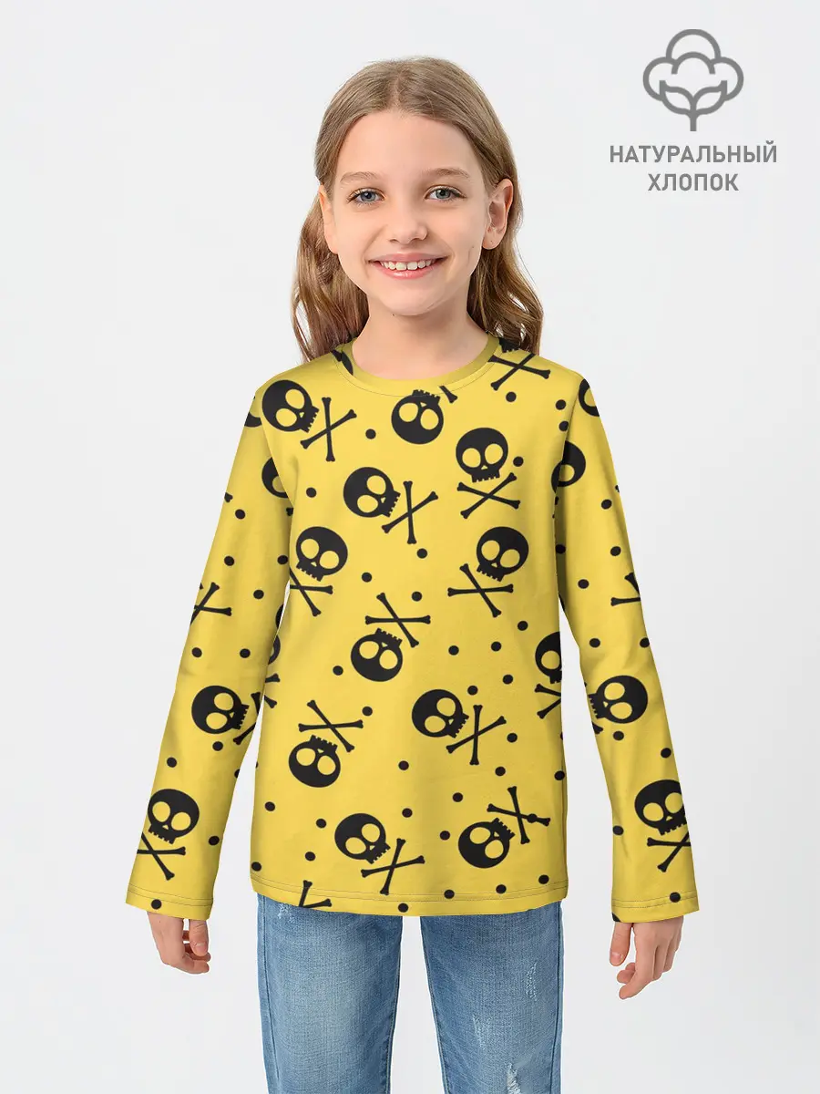 Детский лонгслив / Череповый фон | Черепа