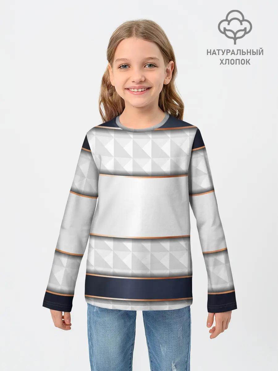 Детский лонгслив / White 3d lines
