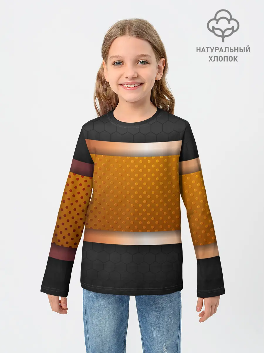 Детский лонгслив / 3d gold / black