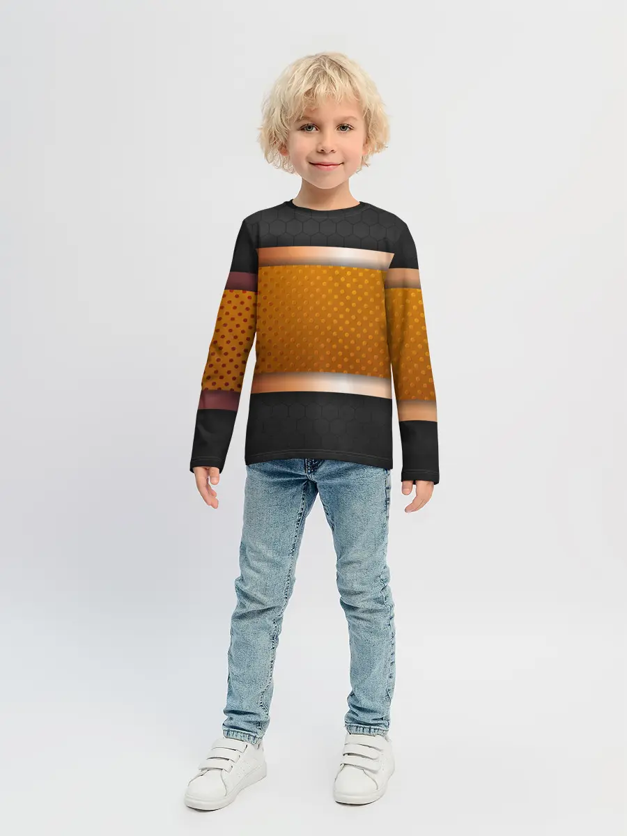 Детский лонгслив / 3d gold / black