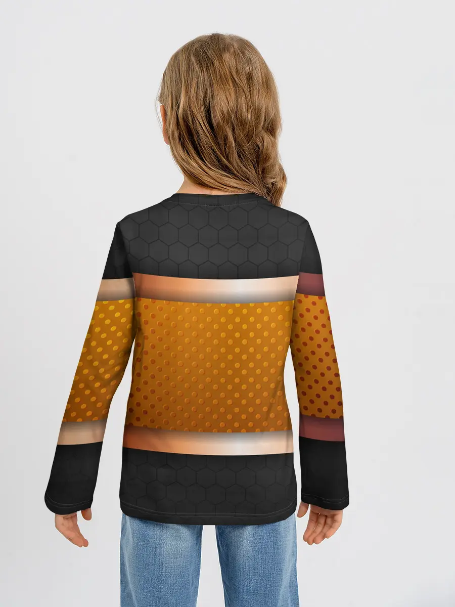 Детский лонгслив / 3d gold / black