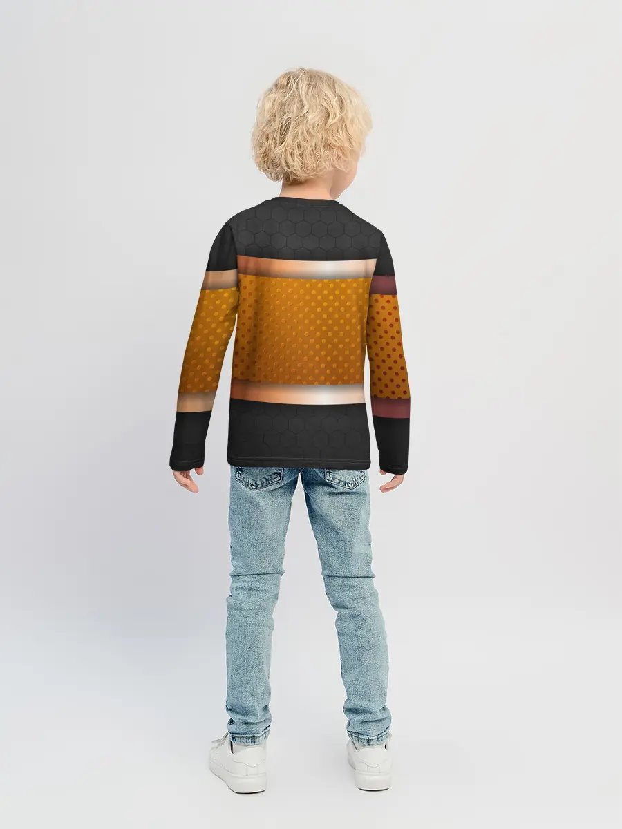 Детский лонгслив / 3d gold / black