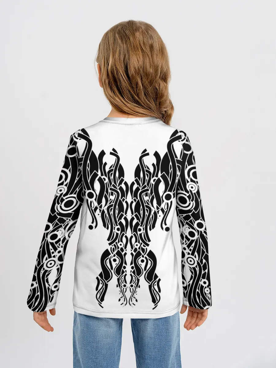 Детский лонгслив / абстракция, круги, линии,