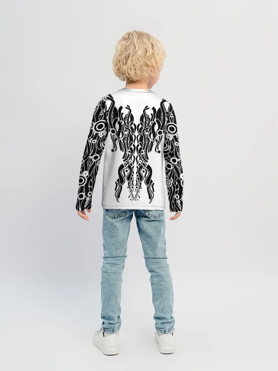 Детский лонгслив / абстракция, круги, линии,