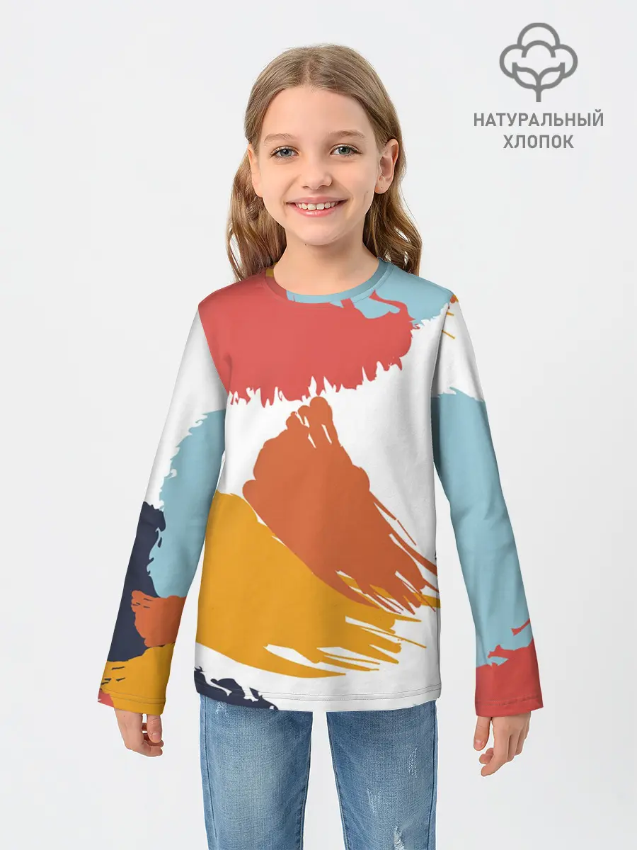 Детский лонгслив / Цветные пятна, мазки кистью