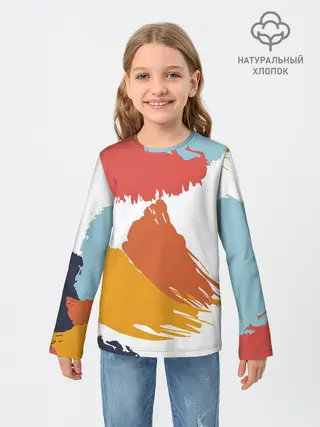 Детский лонгслив / Цветные пятна, мазки кистью