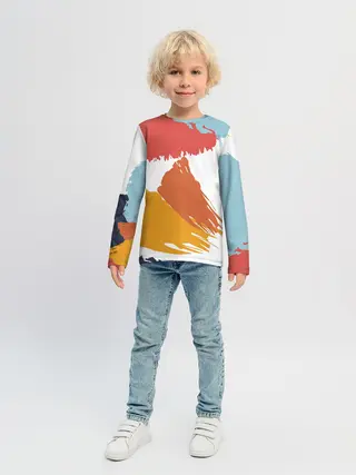 Детский лонгслив / Цветные пятна, мазки кистью