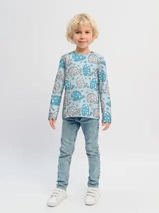 Детский лонгслив / Киты паттерн