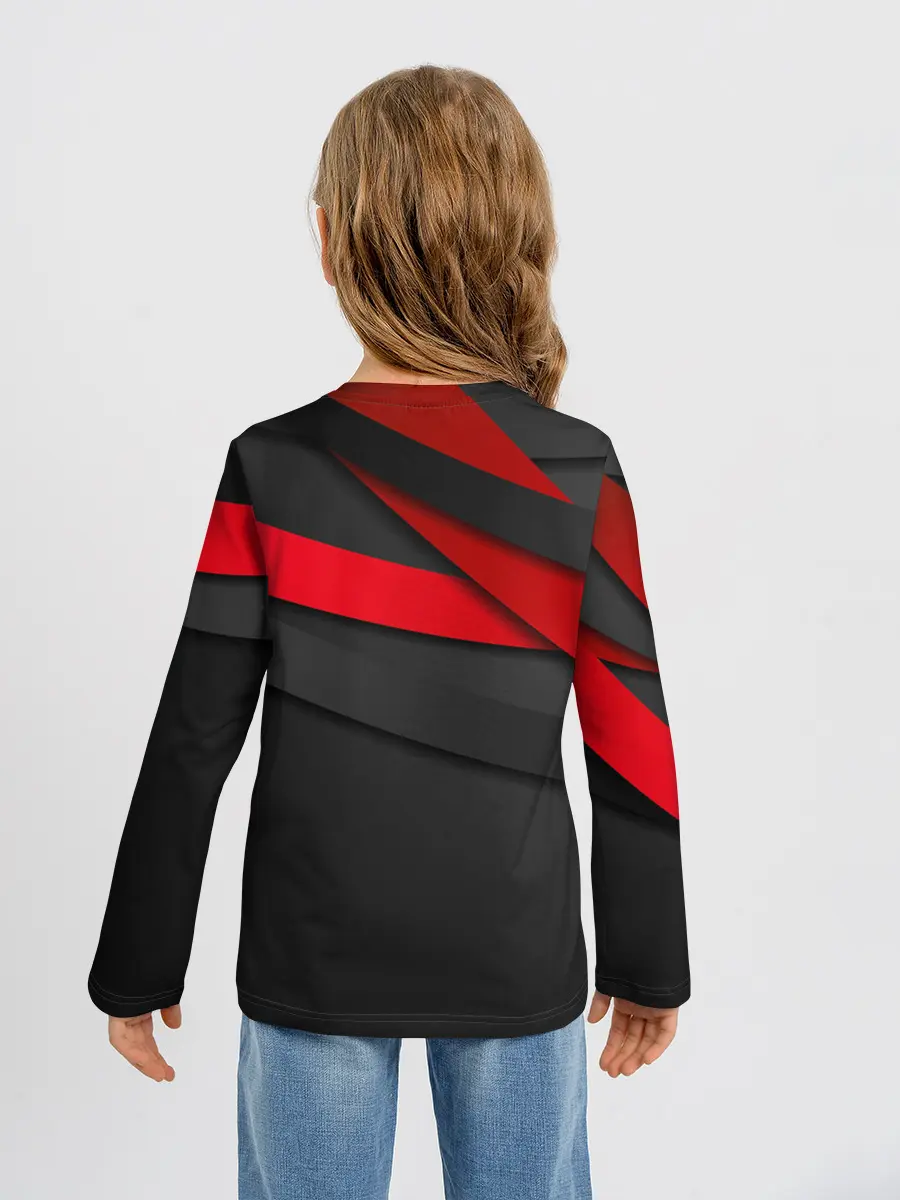 Детский лонгслив / Красные полосы