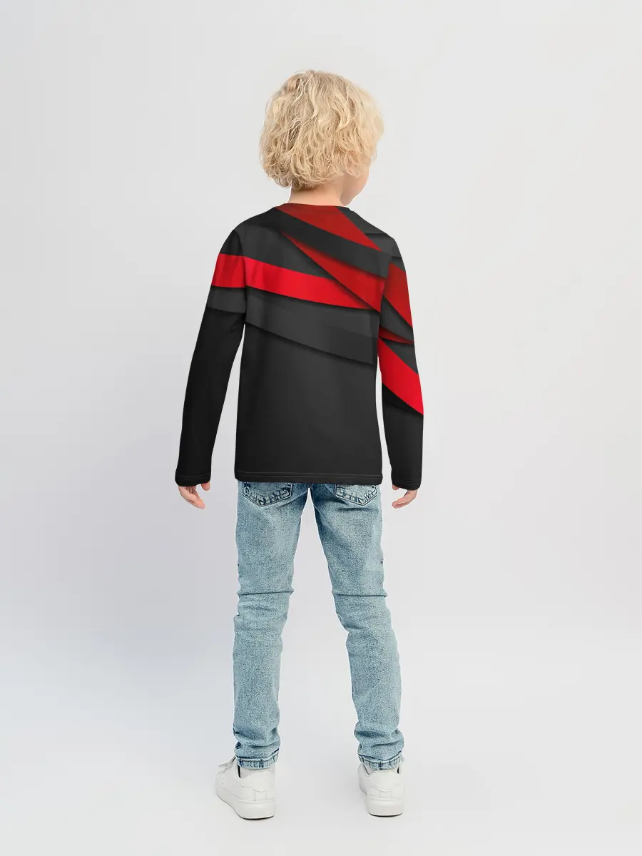 Детский лонгслив / Красные полосы