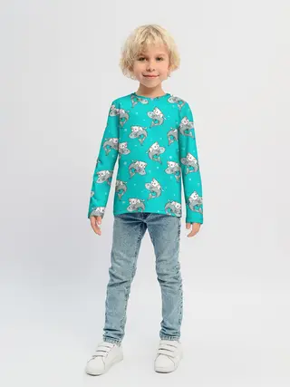 Детский лонгслив / Котики и рыбки